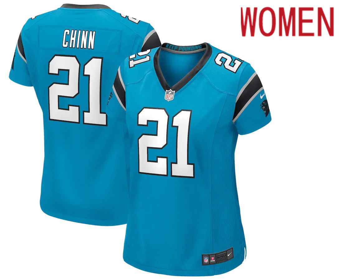 Women Carolina Panthers 21 Jeremy Chinn Nike Blue Game NFL Jersey